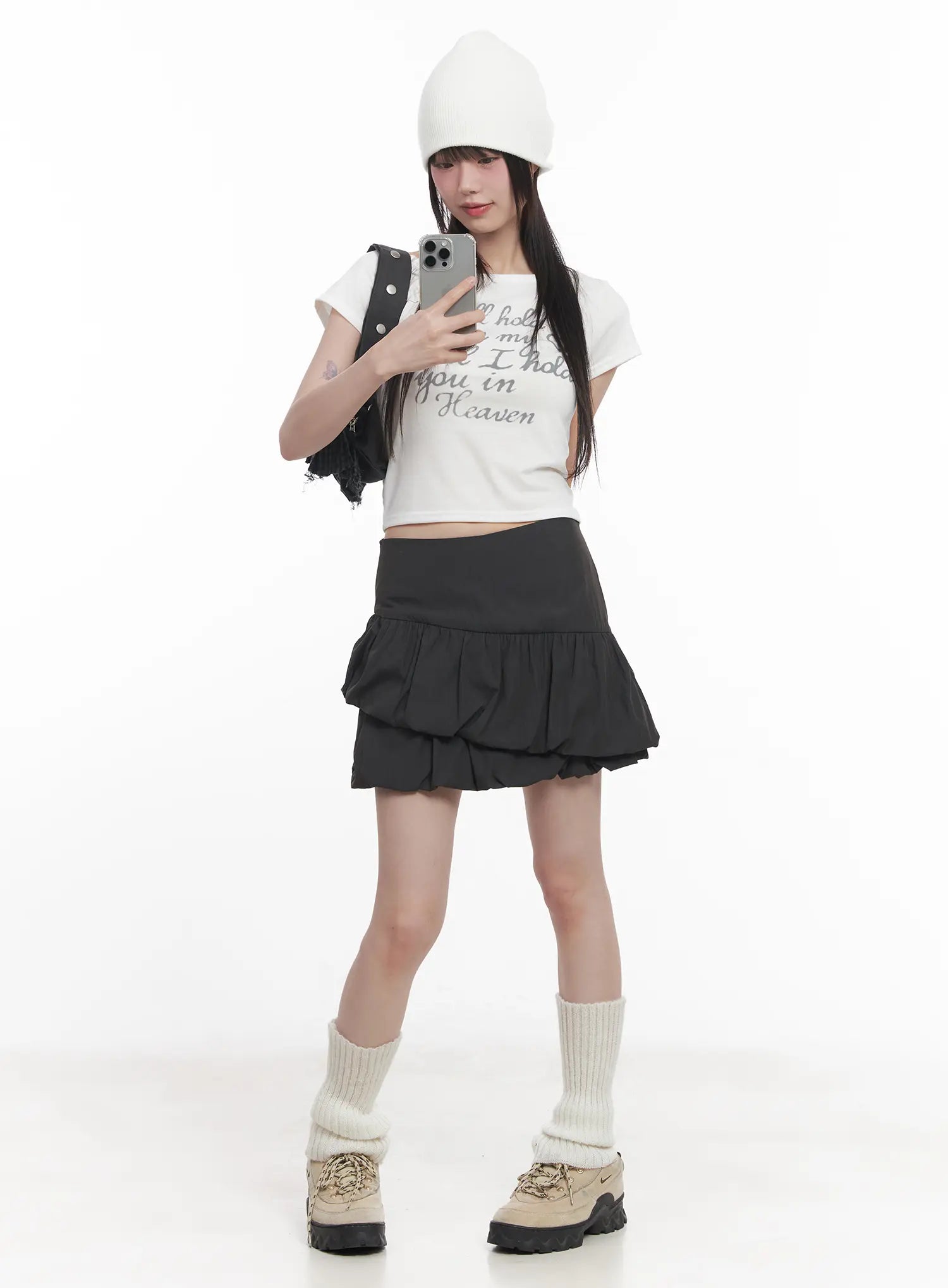 Asymmetric Shirred Mini Skirt CU518