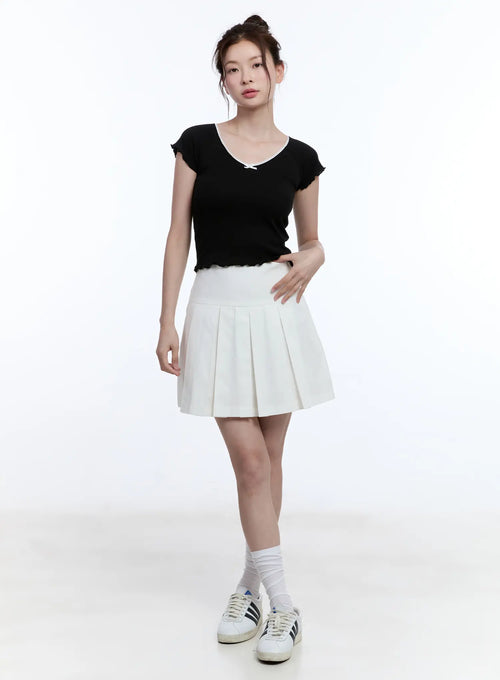 High-Waist Pleated Mini Skirt CU513