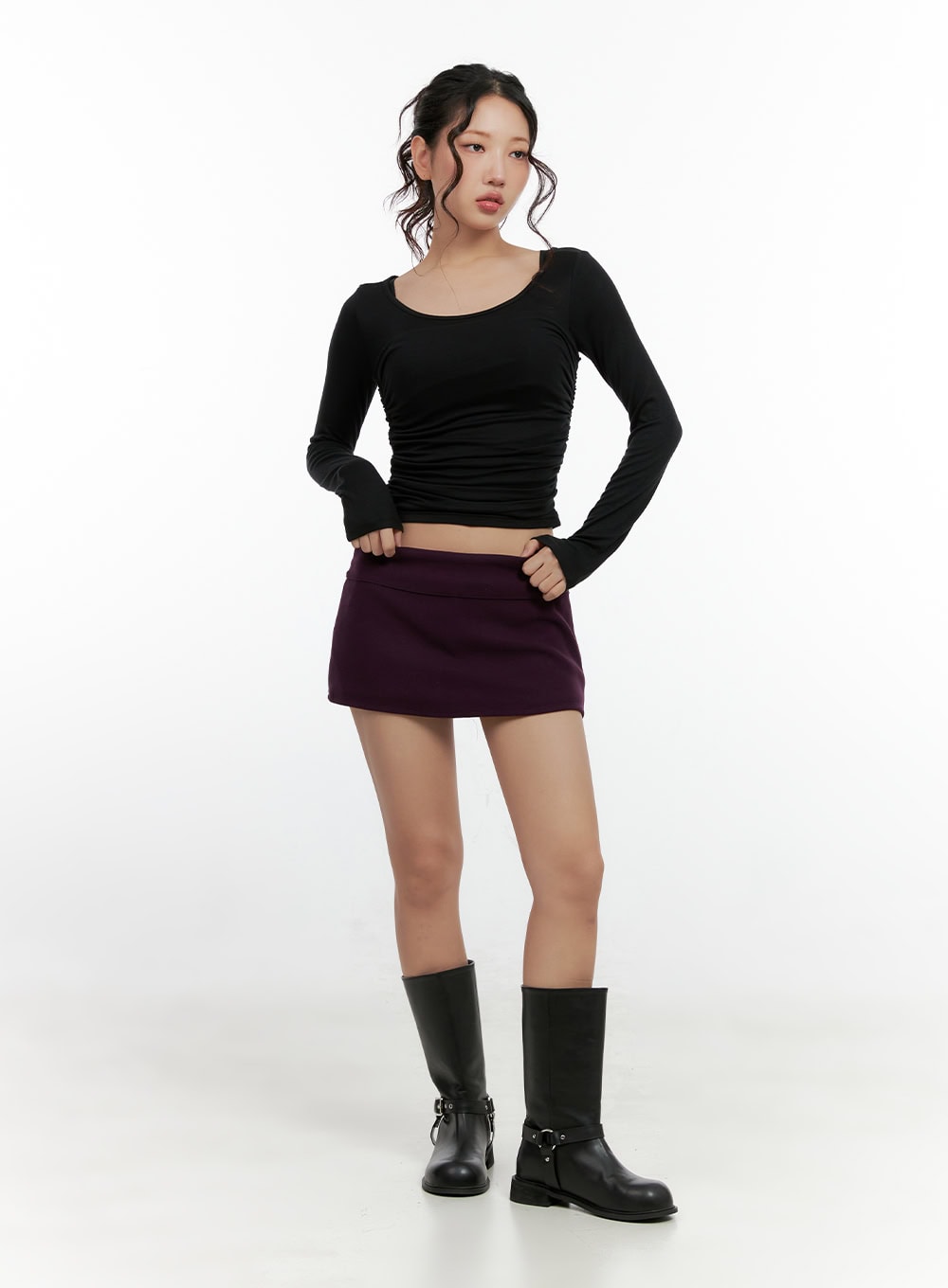 Low Waist Solid Mini Skirt CN405
